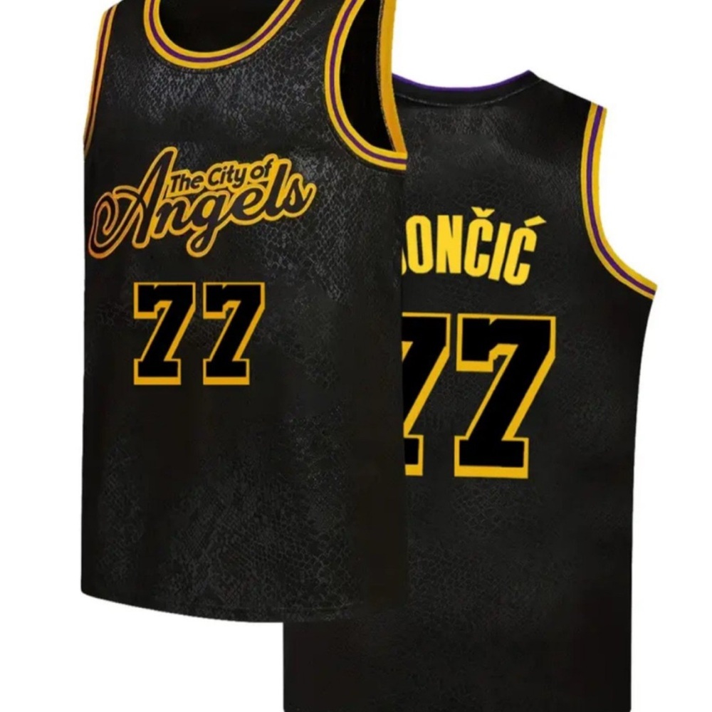 LUKA DONCIC LARGE MENS/UNISEX CITY OF LOS ANGELS STITCHED JERSEY NIP BLK